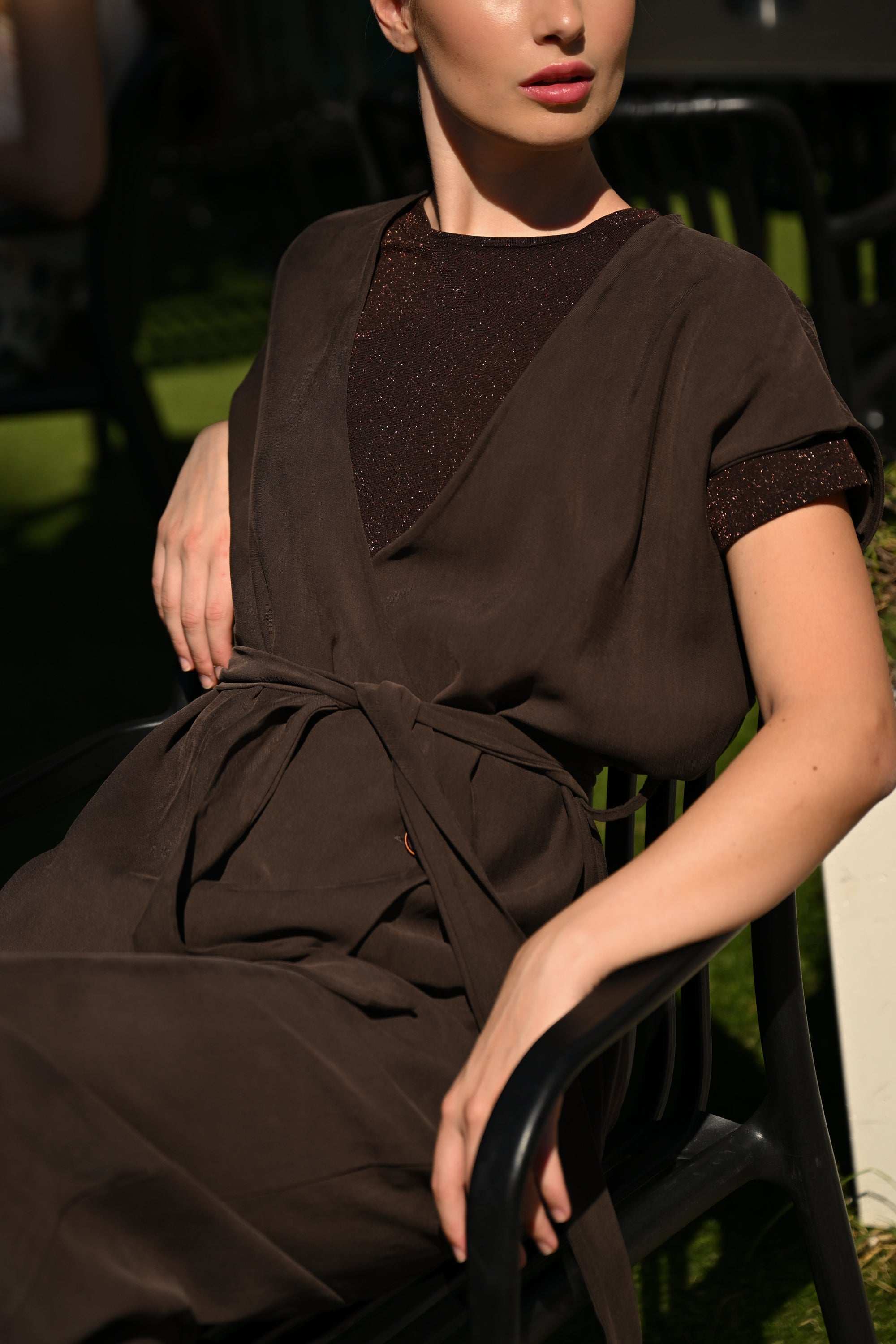 Completo gilet e pantalone marrone scuro