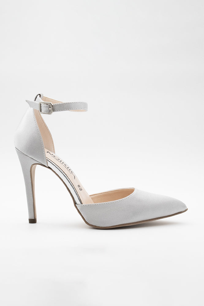 Cerimonia Scarpe Con Tacco Grigio Perla Décolleté In Satin Grigio