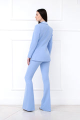 Tailleur completo misto raso celeste polvere