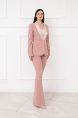 Tailleur completo smoking rosa cipria