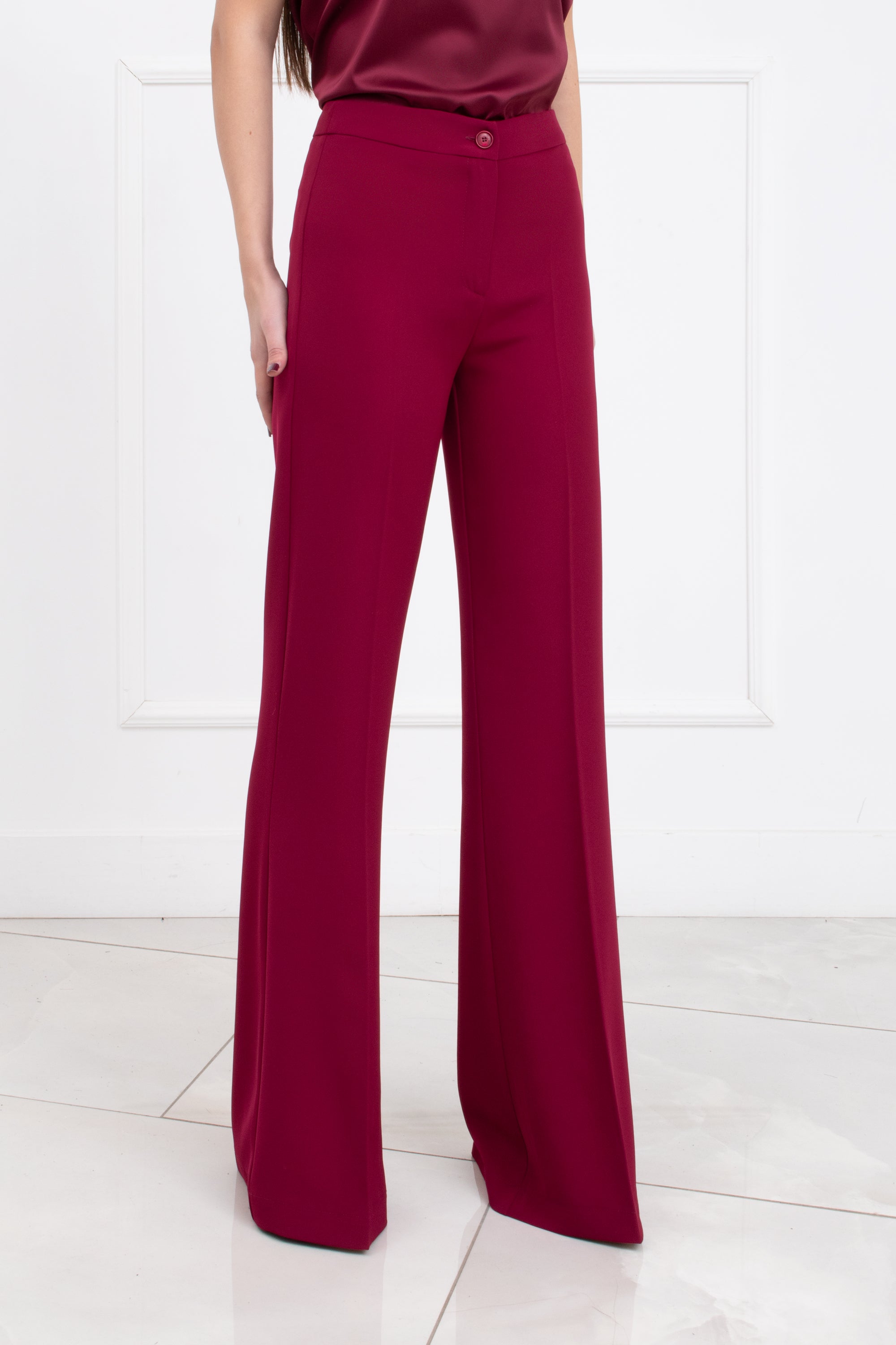 Tailleur completo doppio petto fluido rosso bordeaux
