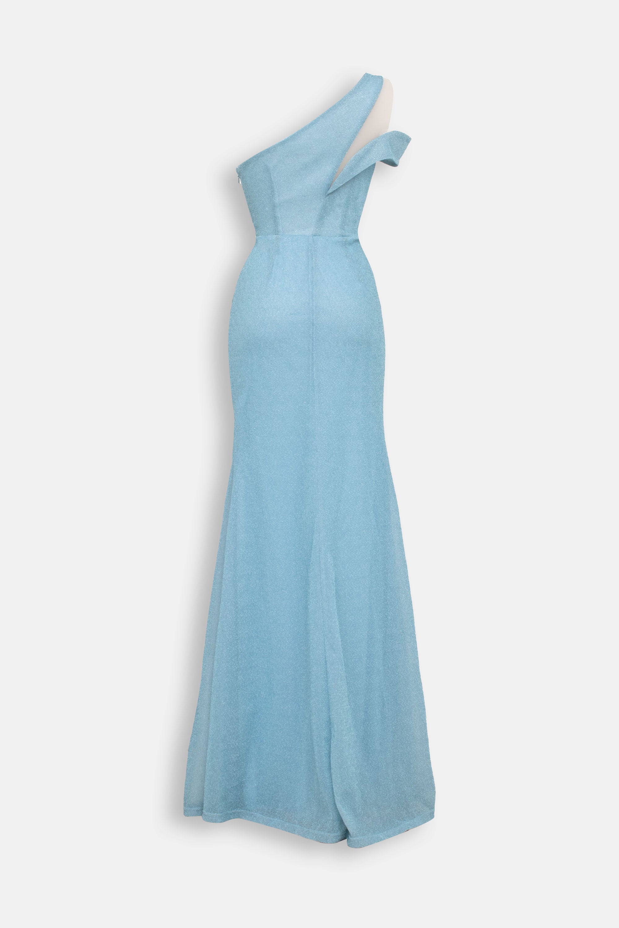 Abito sirena lurex monospalla celeste