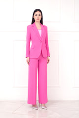 Tailleur completo fluido monopetto rosa fuxia