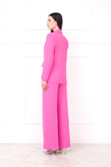 Tailleur completo fluido monopetto rosa fuxia