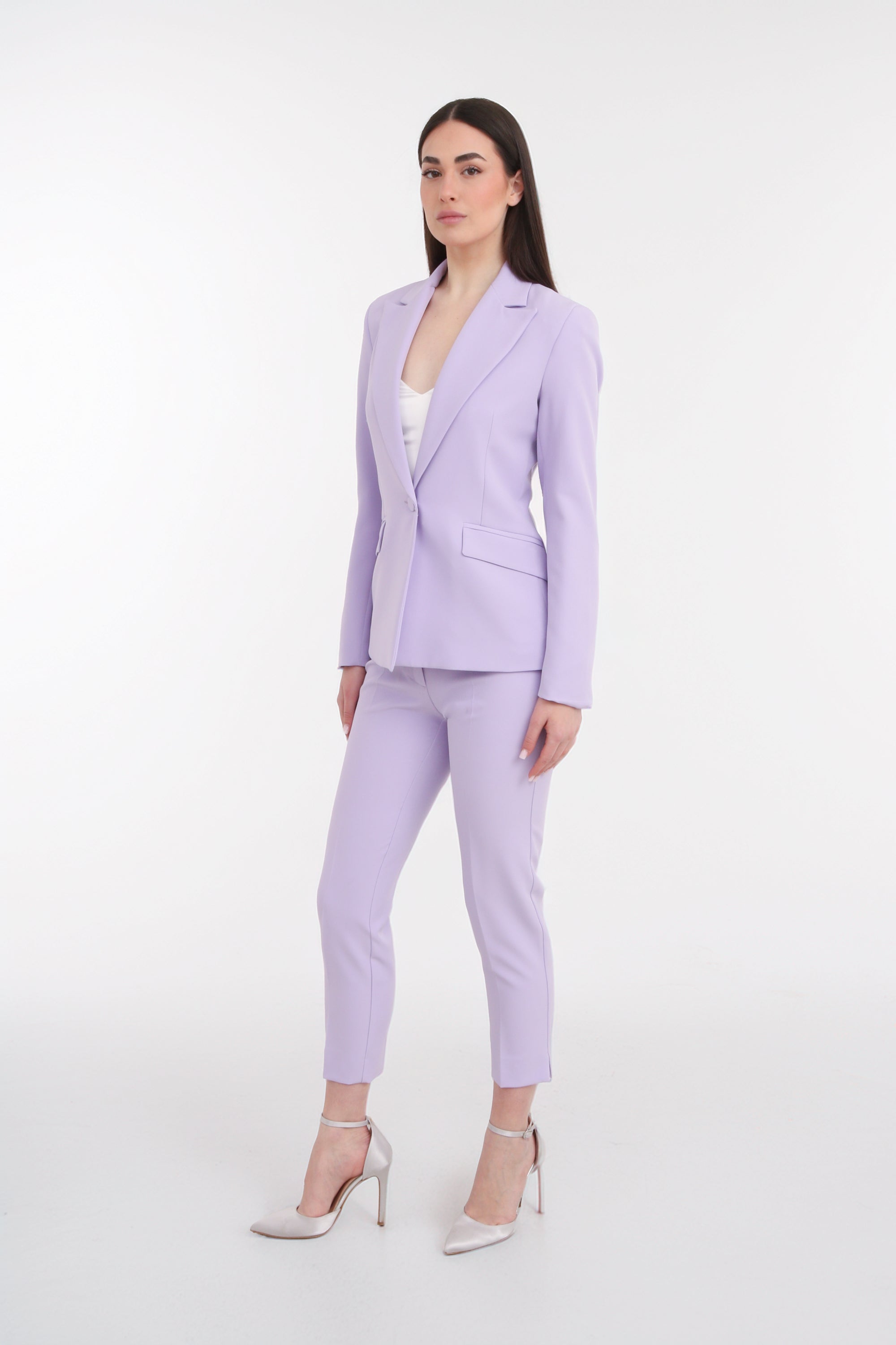 Tailleur Completo pantalone sigaretta lilla