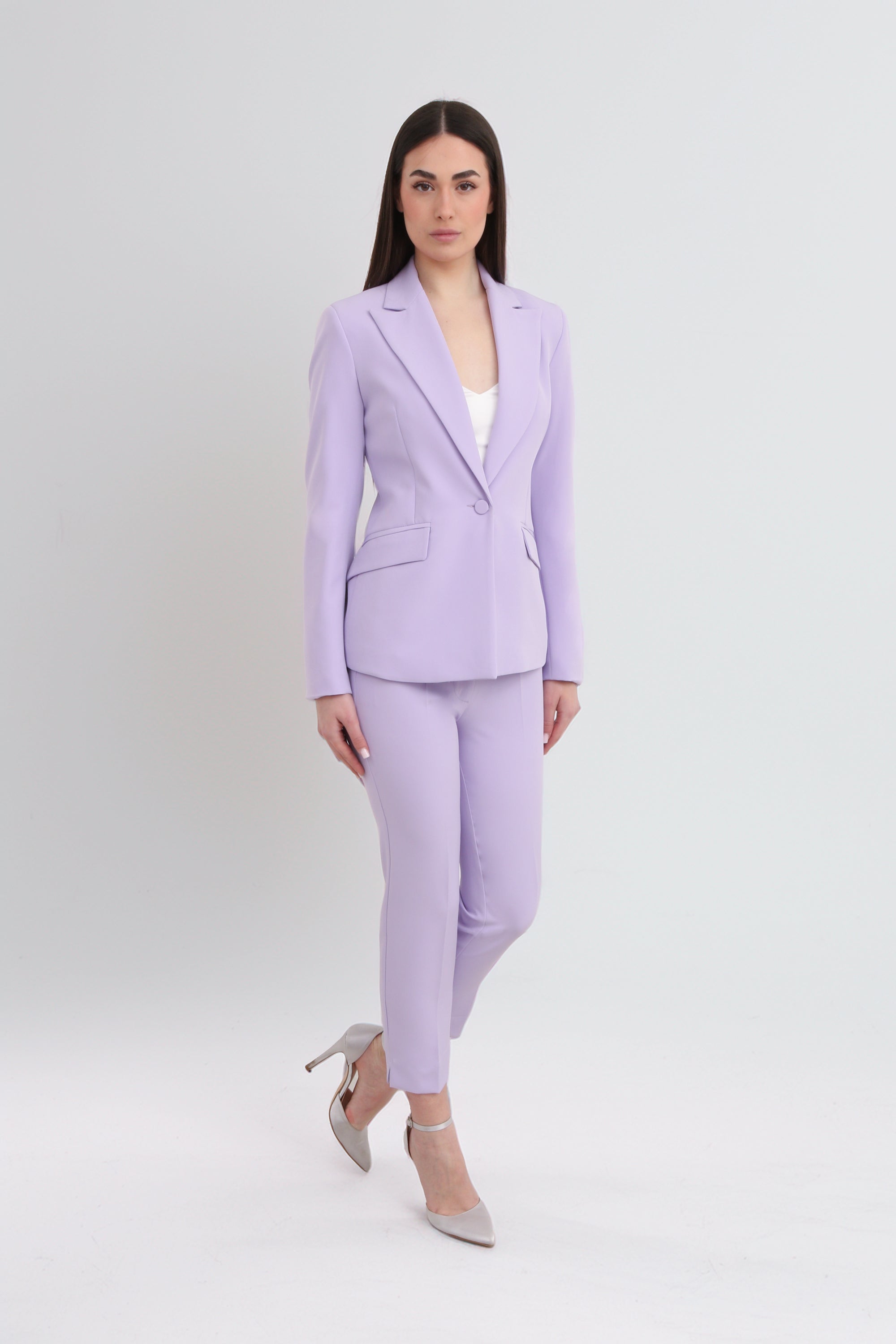 Tailleur Completo pantalone sigaretta lilla