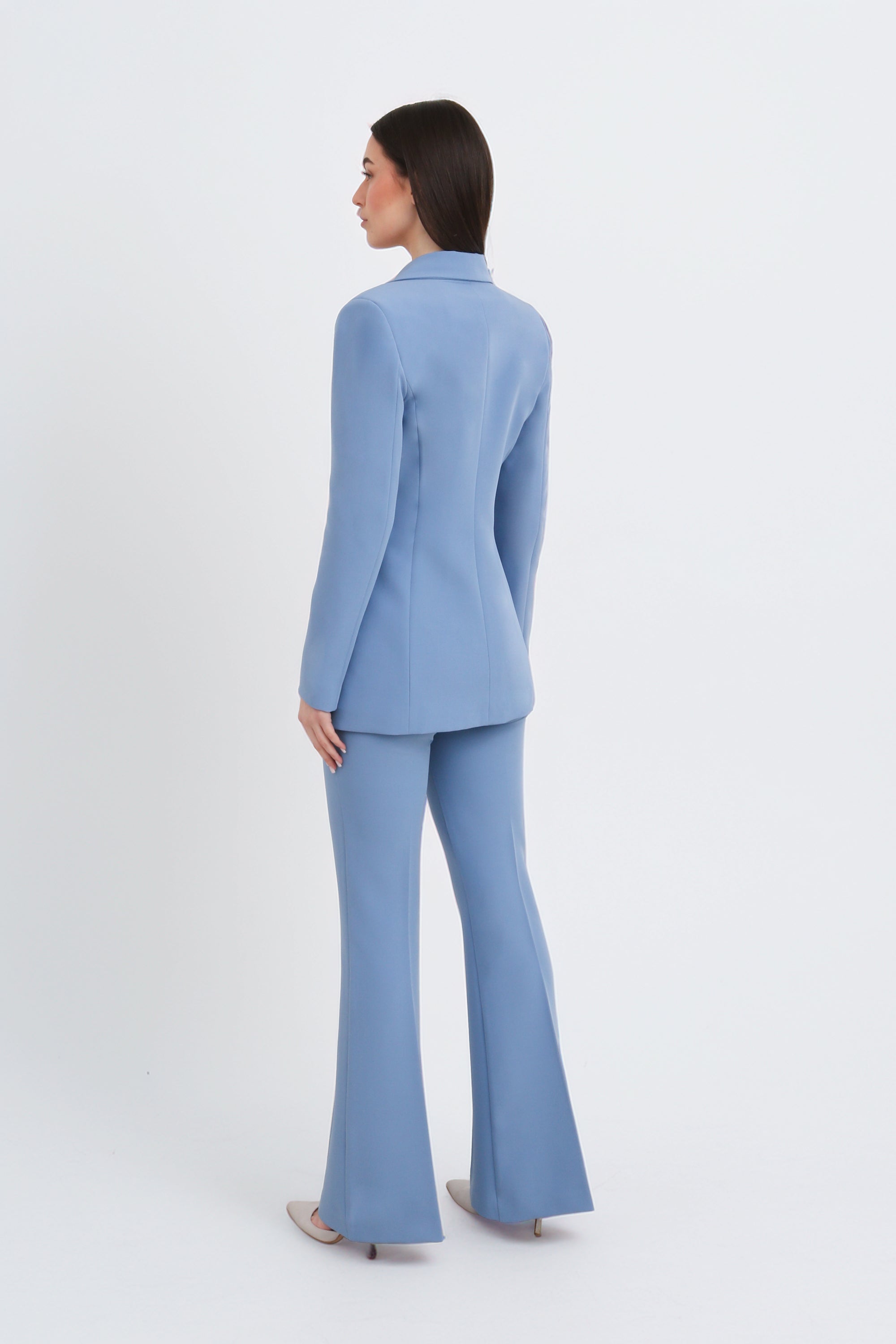 Tailleur completo doppio petto celeste polvere