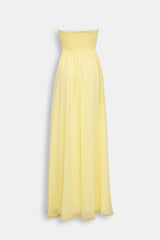 Abito Lungo Giallo Limone - Bustier Strass Scollo Cuore Gonna Chiffon