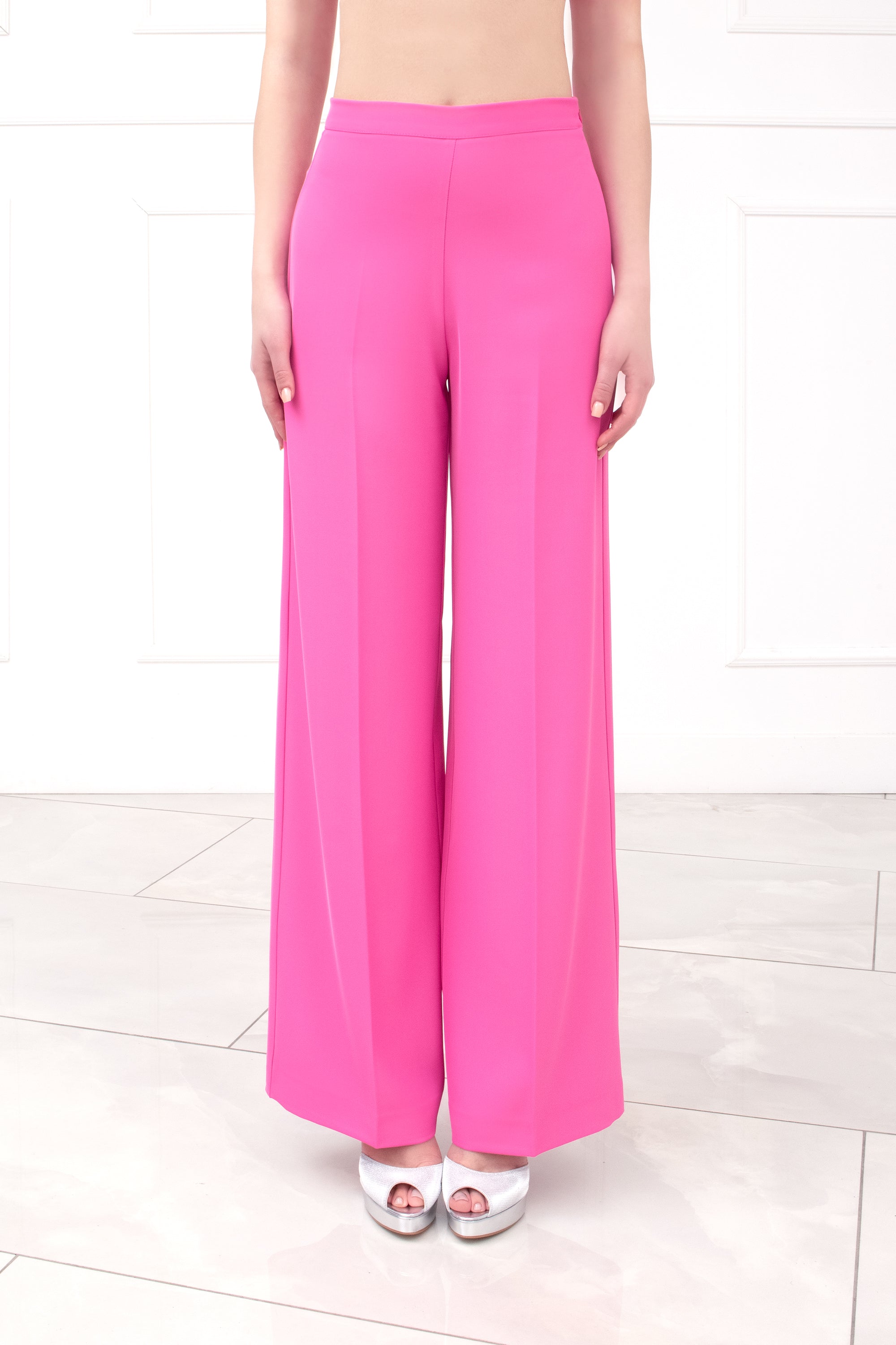 Tailleur completo fluido monopetto rosa fuxia