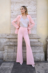 Tailleur fluido doppio petto rosa pesca