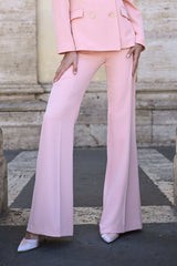 Tailleur fluido doppio petto rosa pesca