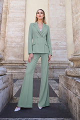 Tailleur fluido doppio petto verde salvia