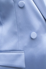 Dusty blue satin double-breasted suit